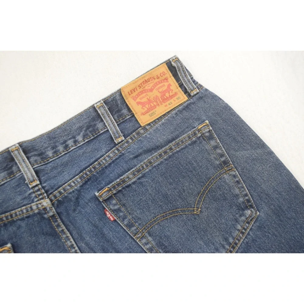 Levi's 505 Regular Fit Straight Leg Denim Blue Jeans Mens Size 42‎ x 30